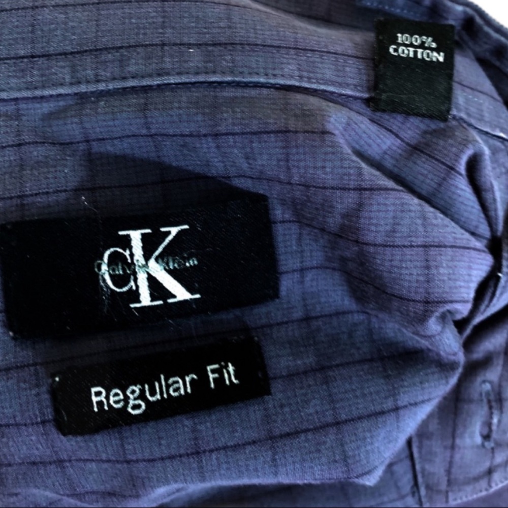 🎀Calvin Kline Purple Button Up Dress Shirt M32/33 - Picture 6 of 7